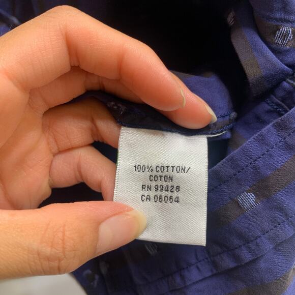 Bugatchi Shirt Men L Large Navy Black Shaped Fit Long Sleeve Button Up Flip Cuff - Picture 7 of 10